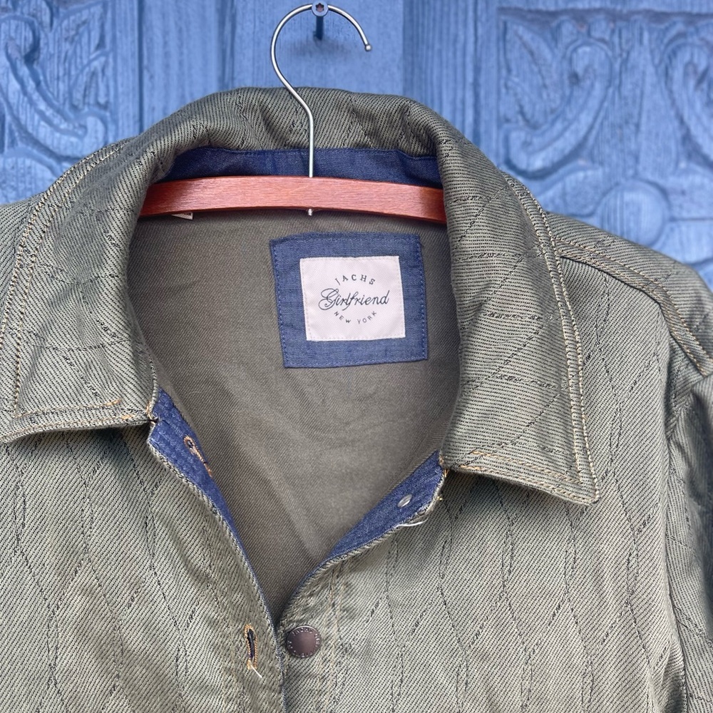 Rag and Bone Green Quilted Jacket with Button-down Snaps,  Cottage Core - Picture 3 of 7